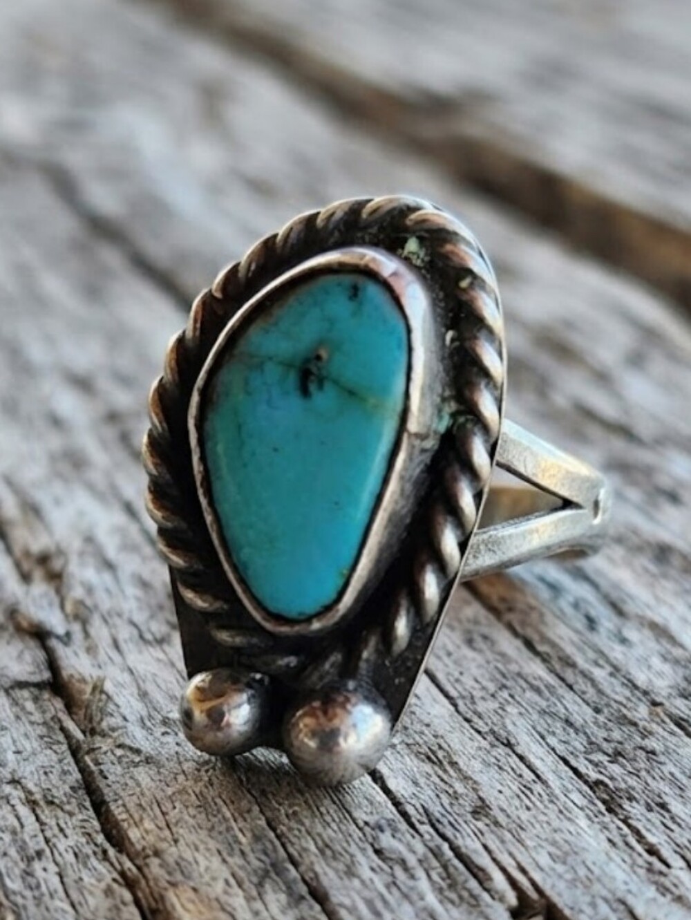 Sterling Silver Vintage Genuine Turquoise Ring